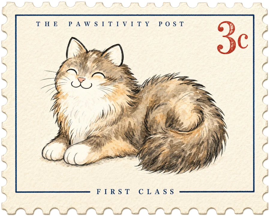 Mia three-cent First Class postage stamp with deckled edges